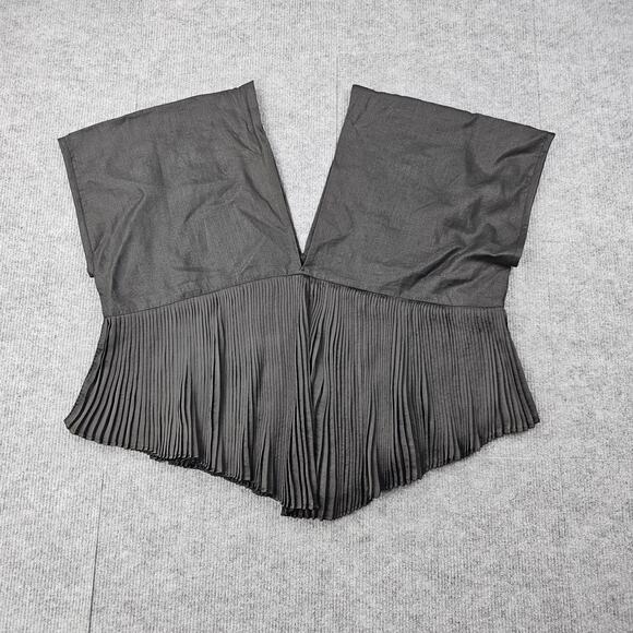 Casilda Mut Top Womens One Size Black Pleated Coastal Chic Minimal Lagenlook - Picture 2 of 7